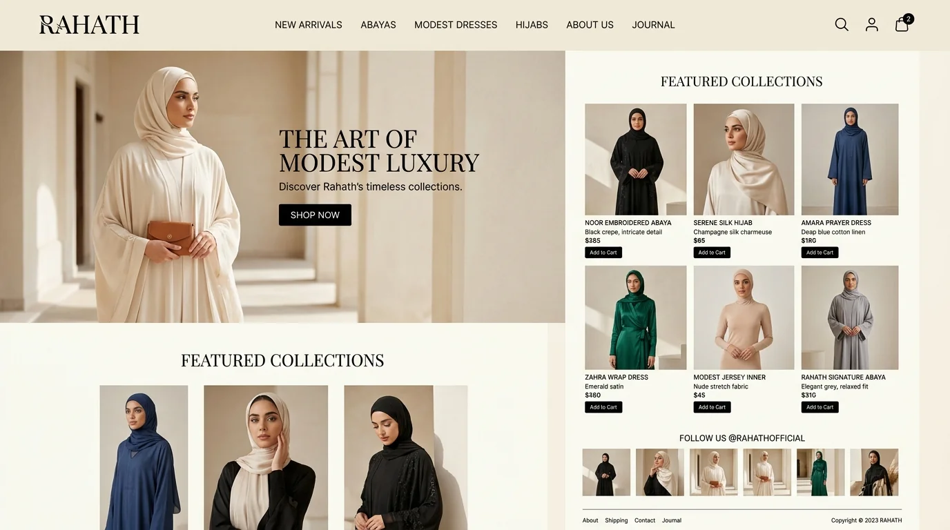Rahath - E-commerce / Modest Fashion web development project